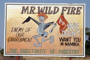 Road signs in Namibia to discourage Wild fires